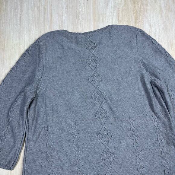 Soft Surroundings Gray Round Neck Cable Knit Warm Cozy Pullover Sweater Plus 1X - Picture 7 of 13